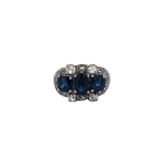 950 Platinum Brilliant Natural Sapphires Ring
