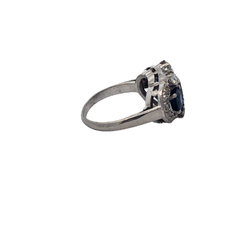 Anillo Zafiros Naturales Brillantes Platino 950 - Joyería Alvear