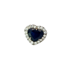 950 platinum ring natural sapphire heart and diamonds