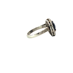 950 platinum ring natural sapphire heart and diamonds - buy online