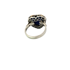 950 platinum ring natural sapphire heart and diamonds - Joyería Alvear