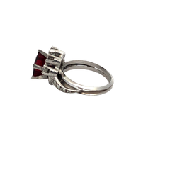 Natural Ruby Platinum Ring and European Diamonds - buy online