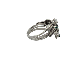 Important ring 7.4 grams platinum 950 Colombian natural emeralds and brilliants on internet