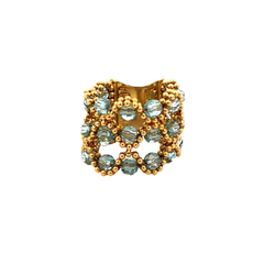 Large Italian 18 kt gold and Topaz ring - buy online