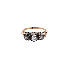 Triplet ring 18 kt gold platinum and diamonds