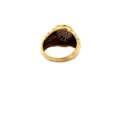 Image of Large modern ring 18 kt gold pavé with diamonds