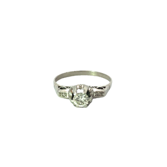 Art deco platinum 950 solitaire engagement ring and brilliant of 0.50 ct
