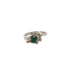 Platinum ring 950 Colombian natural emerald and brilliants
