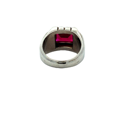 Ruby and diamonds 950 platinum unisex ring - Joyería Alvear