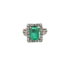 Valuable emerald and diamonds 950 platinum lady ring