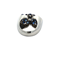 Important Platinum Ring 950 Brilliant Ceylany Sapphires - buy online