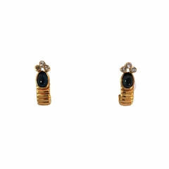 18 Kt Gold Sapphire Cabullon And Brilliant Earrings