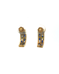 18 kt gold caravan earrings blue and white sapphires - buy online