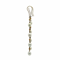 Aros colgantes oro 18 kt y perlas naturales - comprar online