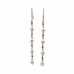 18 kt gold pendant earrings and natural pearls - Joyería Alvear