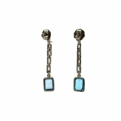 Art deco dangling platinum 950 brilliant and topaz earrings - buy online