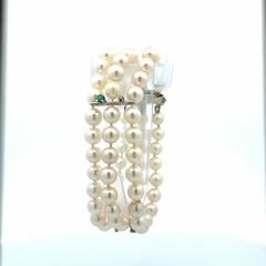 Natural platinum emerald and brilliant pearl bracelet on internet