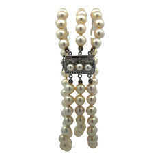 Pulsera brazalete perlas naturales y plata 925 oro 18 kt