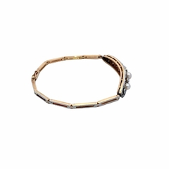 Brilliant 18 kt gold bracelet and natural pearls. - Joyería Alvear