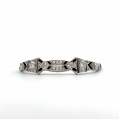 Art deco platinum 950 diamond and onyx bracelet