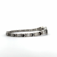 Art deco platinum 950 diamond and onyx bracelet - Joyería Alvear