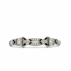 Art deco platinum 950 diamond and onyx bracelet - online store