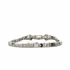 Art deco platinum 950 diamond and onyx bracelet