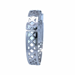 Bangle bracelet made of solid 18 kt white gold and diamonds. - online store