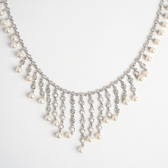 Collar Gargantilla Oro 18 Kt 4.6 Ct Brillantes Perlas - tienda online