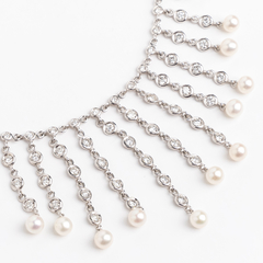 Collar Gargantilla Oro 18 Kt 4.6 Ct Brillantes Perlas - comprar online