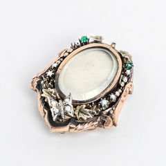 Antiguo Relicario Oro Europeo, Perlas y Esmeraldas - comprar online