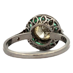 Important Bird's eye ring in Platinum 950 natural and brilliant emeralds - Joyería Alvear