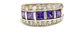 Original 925 silver ring with amethysts and white sapphires - Joyería Alvear