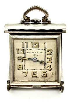 Reloj De Viaje Art Deco Plata 935 Y Esmalte