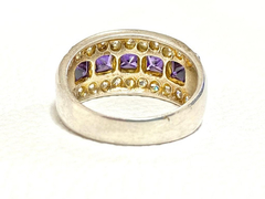 Original 925 silver ring with amethysts and white sapphires - buy online