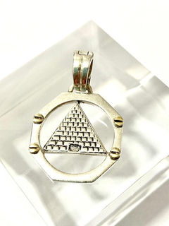 Dije Piramide Colgante De Plata 925 Y Oro 18kt.