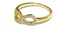 Image of Beautiful ring 925 silver 18 carat gold white sapphires infinity design