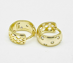 Modern hoop earrings Silver 925 gold 18 kt sapphires