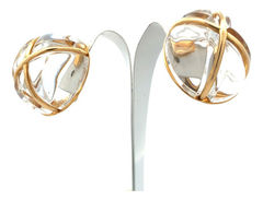 Image of French 18kt gold and modern baccarat crystal hoops