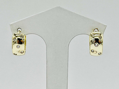 Image of Modern hoop earrings Silver 925 gold 18 kt sapphires