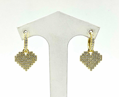 Image of Heart pendant earrings in 925 silver, 18 kt gold and sapphires