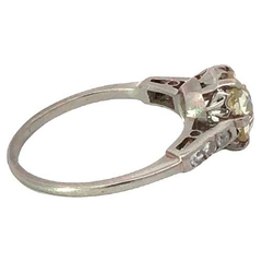 Art deco solitaire engagement ring in 950 platinum and brilliant 1.50 ct - buy online