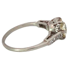 Anillo Solitario Compromiso Art Deco Platino 950 Y Brillante - comprar online