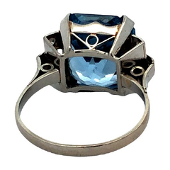 Anillo De Platino 950 Aguamarina Y Brillantes - comprar online