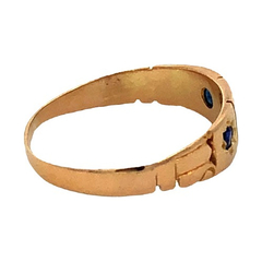 18 kt gold ring - blue sapphires and diamond - buy online