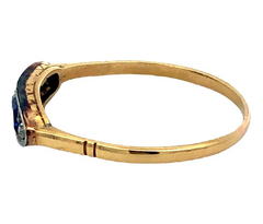 Art deco 18 kt gold ring in 950 platinum. Natural and brilliant sapphires - Joyería Alvear