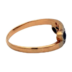 18 kt gold ring - blue sapphires and diamonds - Joyería Alvear