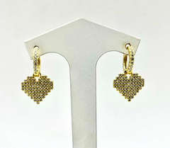 Heart pendant earrings in 925 silver, 18 kt gold and sapphires - online store