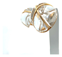 French 18kt gold and modern baccarat crystal hoops