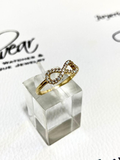 Beautiful ring 925 silver 18 carat gold white sapphires infinity design - buy online